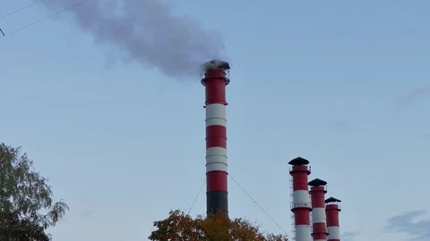 Chimney Smoke / Smoke Stack / Air Pollution Stock Footage 79187392