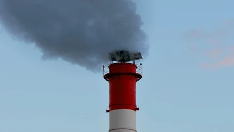 Chimney Smoke / Smoke Stack / Air Pollution Stock Footage 96379659
