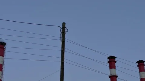 Chimney Smoke / Smoke Stack / Power Plant Stock Footage 73568466
