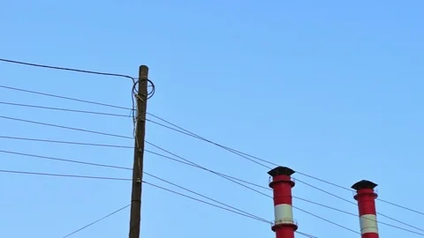 Chimney Smoke / Smoke Stack / Power Plant Stock Footage 74674986