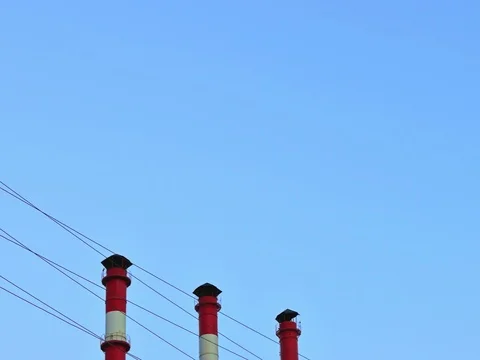 Chimney Smoke / Smoke Stack / Power Plant Stock Footage 77567444