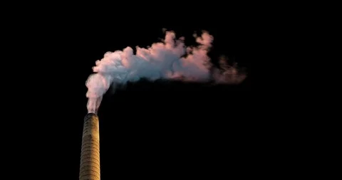 Chimney Smoke in sunset animation Stock Footage 92832631