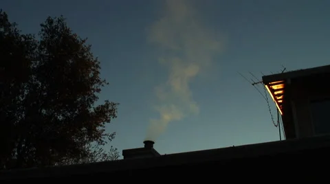 Chimney Smoke at Sunset Video stock 41391704