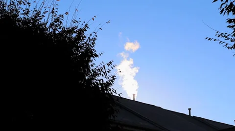 Chimney Smoke in Winter Stock Footage 36030829