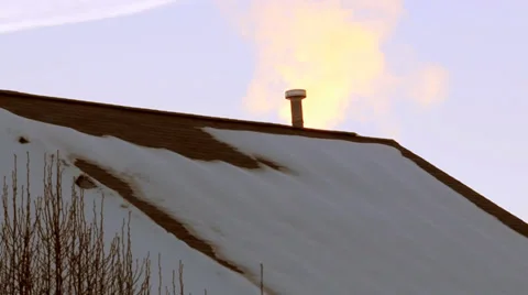 Chimney smoke in Winters Stock Footage 38283958