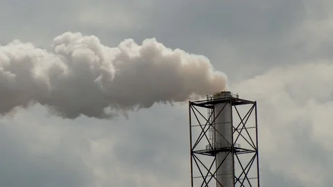 Chimney Smoking Stack. Smoke and Smog. 스톡 동영상 95178707