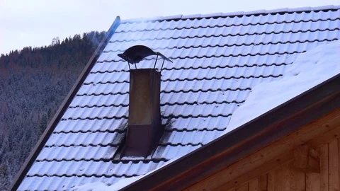 Chimney with snow Stock Footage 125703670