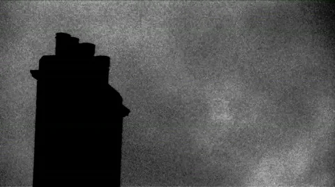 Chimney Stack Silhouette Dark Horror Scene Stock Footage 246675