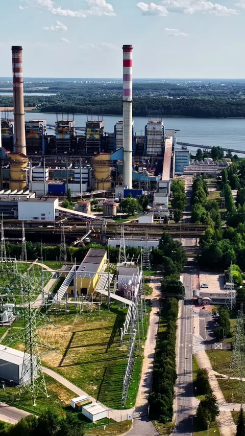 Chimney Stack - ZE PAK Elektrownia Pątnów - Pątnów - Poland Stock Footage 346586310