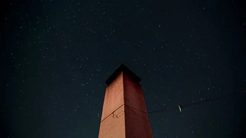 Chimney Starry Night Time-lapse World Rotation Vídeos de archivo 133381579