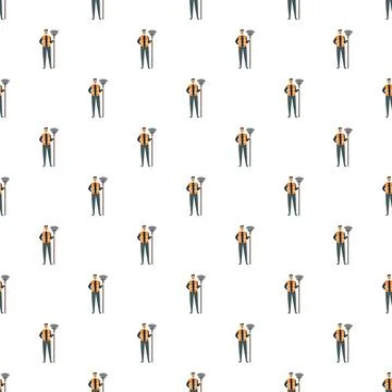 Chimney sweep worker pattern background with cleaning tool 스톡 일러스트