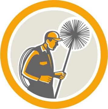 Chimney sweep worker retro Stock Illustration