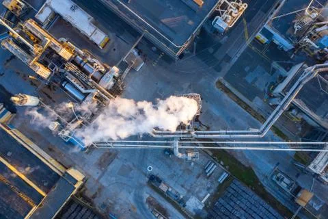 Chimney in a timber production facility Foto stock