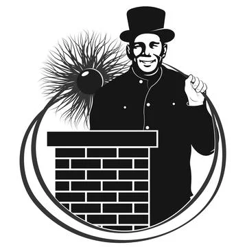 Chimney with tool and flue pipe Stock Illustration