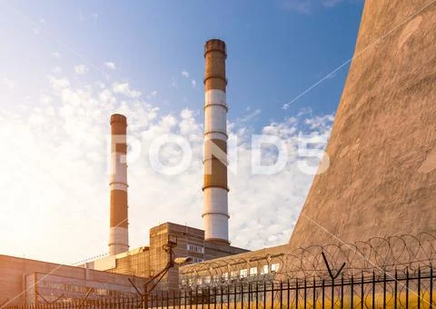 Chimney towers of the power plant ~ Hi Res #131477408