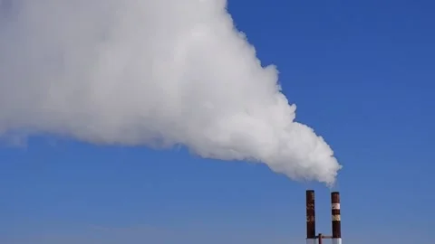 Chimney from which thick white smoke comes out Stock Footage 149138785