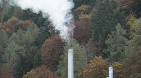 Chimney with the white smoke Stock Footage 32311325