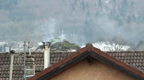 Chimney in winter city outdoor Stock-Footage 24781005