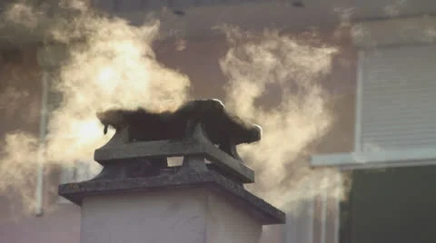 Chimney in winter city outdoor Stock Footage 24781111