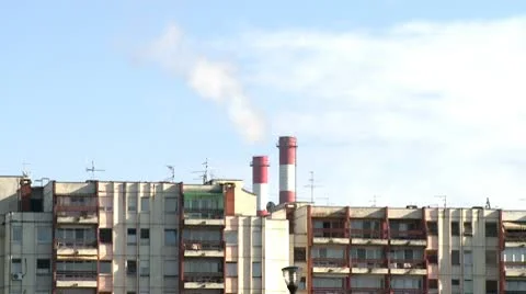 Chimneys, air pollution 12 Stock Footage 10710095