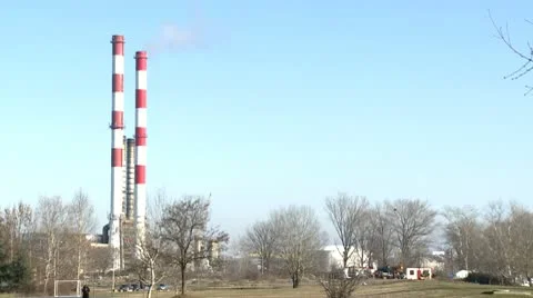 Chimneys, air pollution 2 Stock Footage 10710055