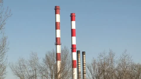 Chimneys, air pollution 4 Stock Footage 10710002
