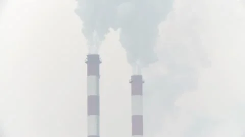 Chimneys, air pollution during strong winter 5 Stock Footage 10819302