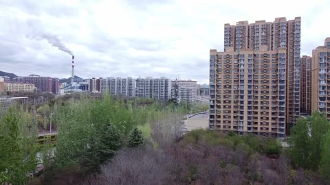 Chimneys and modern architecture Stock Footage 247363357