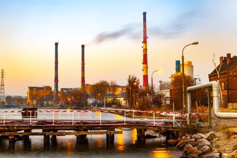 Chimneys at dusk Stock Photos