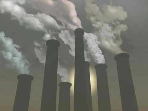Chimneys expelling polluting smoke イラスト素材