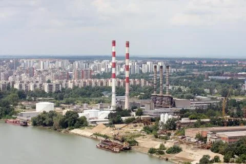 Chimneys of the heating plants Stock Photos