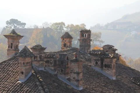 Chimneys in Neive Stock Photos