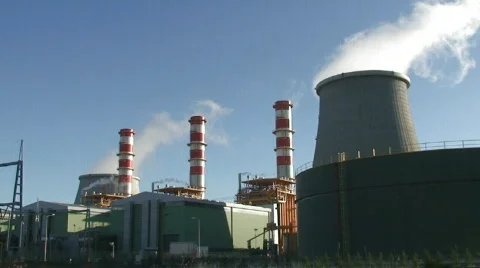Chimneys of power plant Video stock 140688