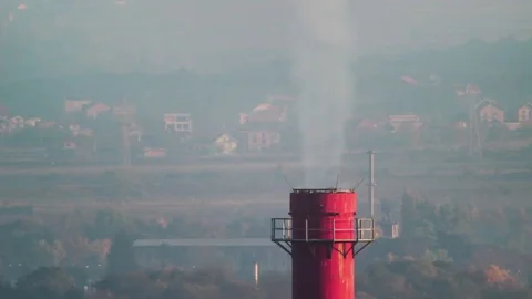 Chimneys Smoking Stock Footage 81355457