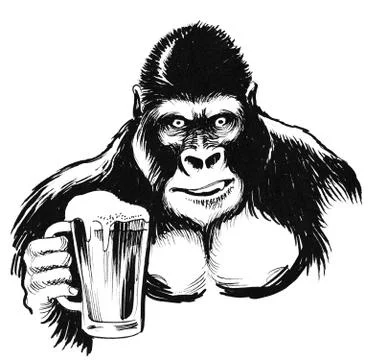 Chimp with beer Illustrazione stock