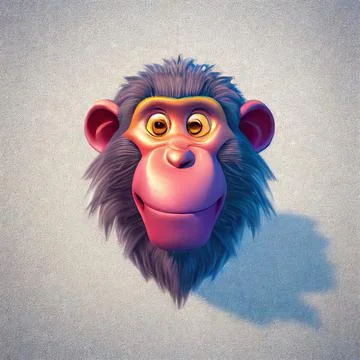 Chimp Head 3D Isolated Stock Illustration