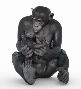 Chimpanzee babysitting Illustrazione stock