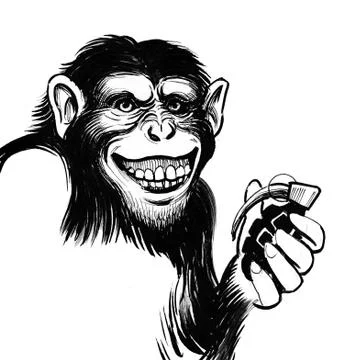Chimpanzee with bomb Illustrazione stock