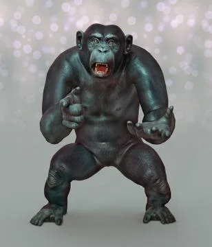 Chimpanzee in a combative pose Stock Illustration