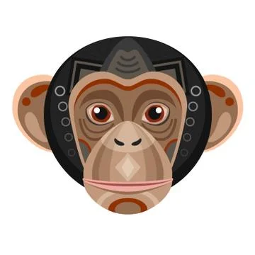 Chimpanzee Head Logo. Monkey Vector decorative Emblem. 스톡 일러스트