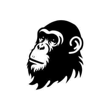 Chimpanzee Head Silhouette Logo. Vector icon. Stock Illustration