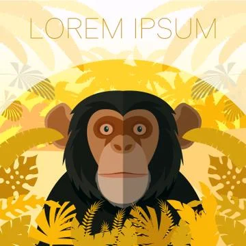 Chimpanzee on the Jungle Background Illustrazione stock