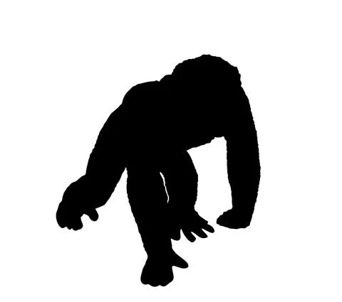 Chimpanzee monkey vector silhouette illustration isolated Stock Illustration