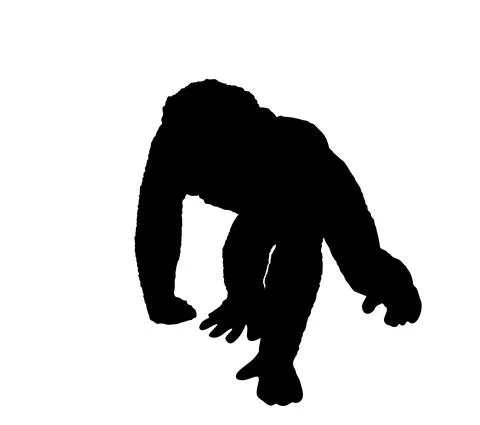 Chimpanzee monkey vector silhouette illustration isolated Stock Illustration