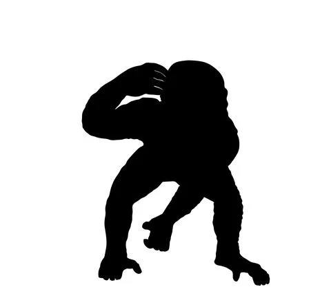 Chimpanzee monkey vector silhouette illustration isolated Stock Illustration