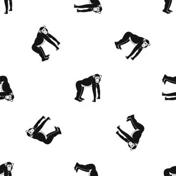 Chimpanzee pattern seamless black Illustrazione stock