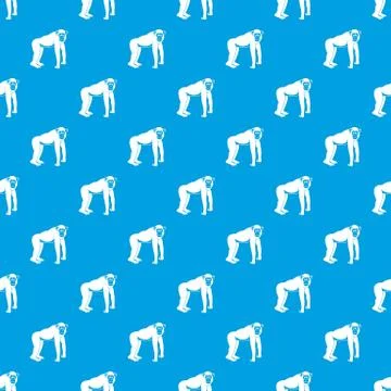 Chimpanzee pattern seamless blue Stock Illustration