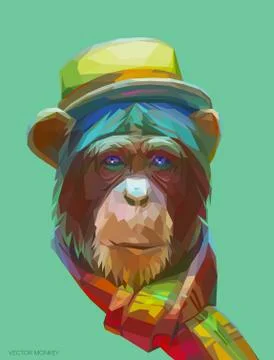 Chimpanzee polygonal illustration. Vector  eps 10 Stock Illustration