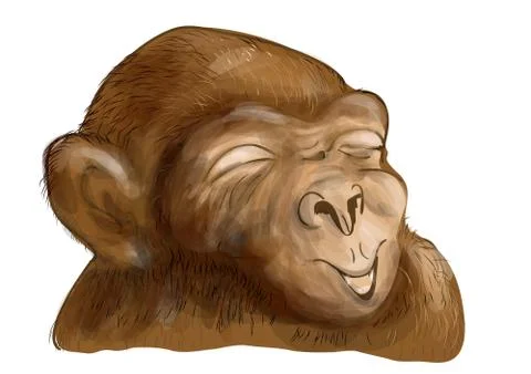 Chimpanzee with smiley face Stock Illustration