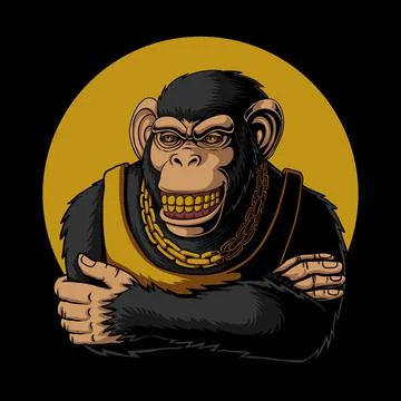 Chimpanzee smiling expression vector illustration Stock Illustration